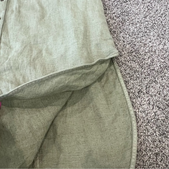 NWT Lucky Brand Green Linen Blend Button Front Shirt Dress Belted Women’s Size L - Picture 5 of 11